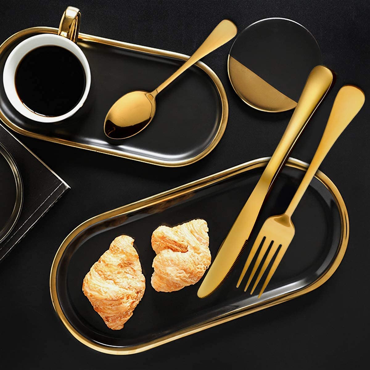 8-teiliges Gold-Edelstahl-Geschirr, Exquisites Spiegelpoliertes Besteck-Set, Kann Für Spülmaschinen Verwendet Werden, Home Kitchen Gifts