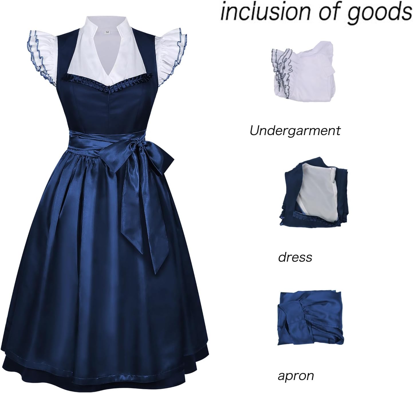 Women's Traditional German Dirndl Dress Set 3 Pieces Costumes for Oktoberfest Bavarian Carnival Festival