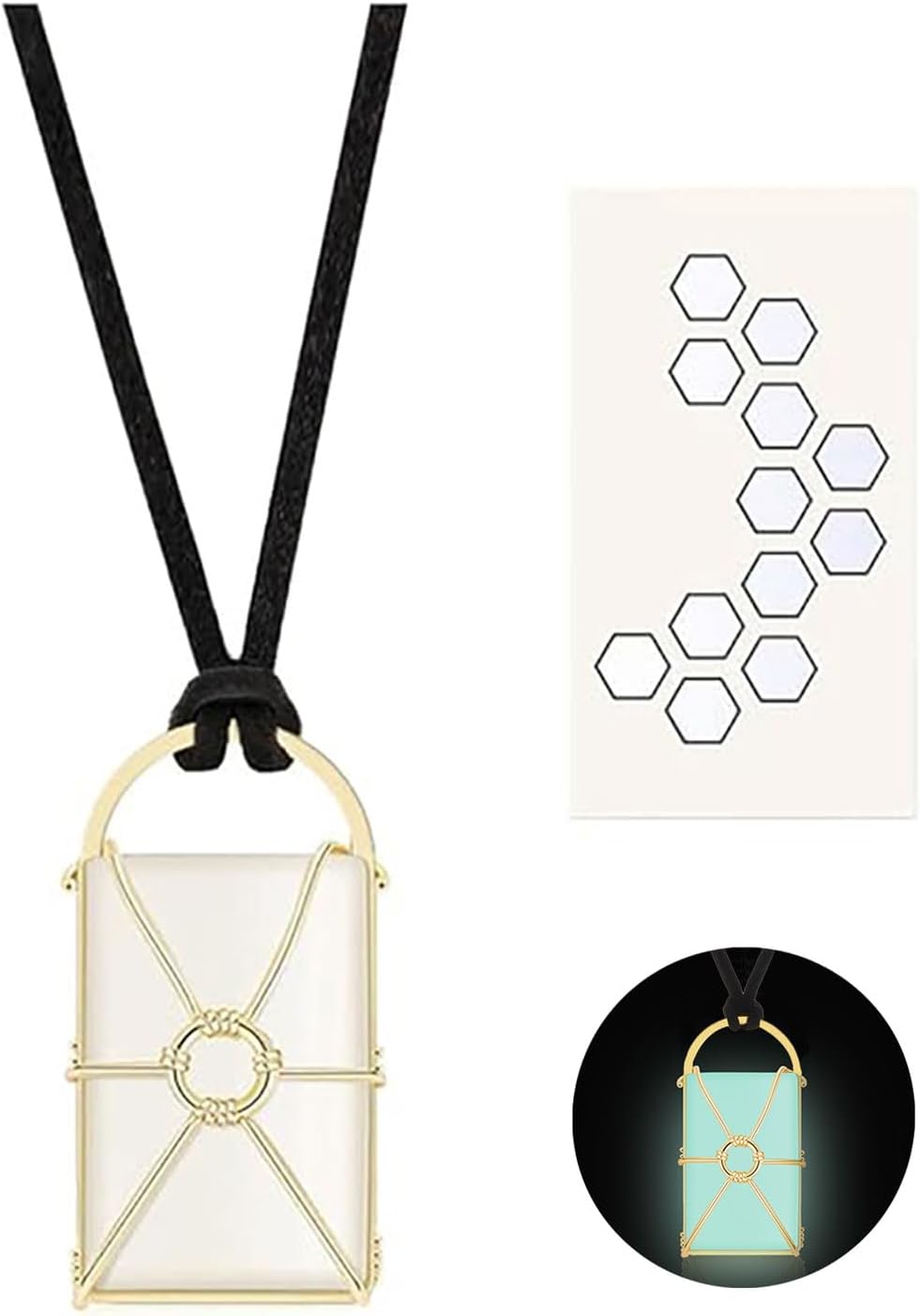 BENBIYO Wyatt Necklace and Addison Alien Tattoo Temporary, Werewolf Glow in the Dark Moonstone Necklace Dress Up Accessories