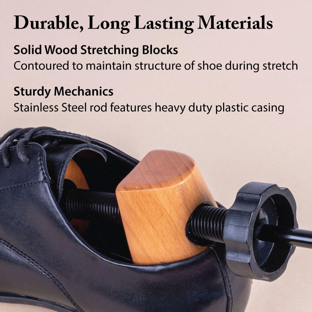 FootFitter Professional Shoe Stretcher for Men & Women, Adjustable Width & Length Expander, Wooden Shoe Stretching Tool - Image 4