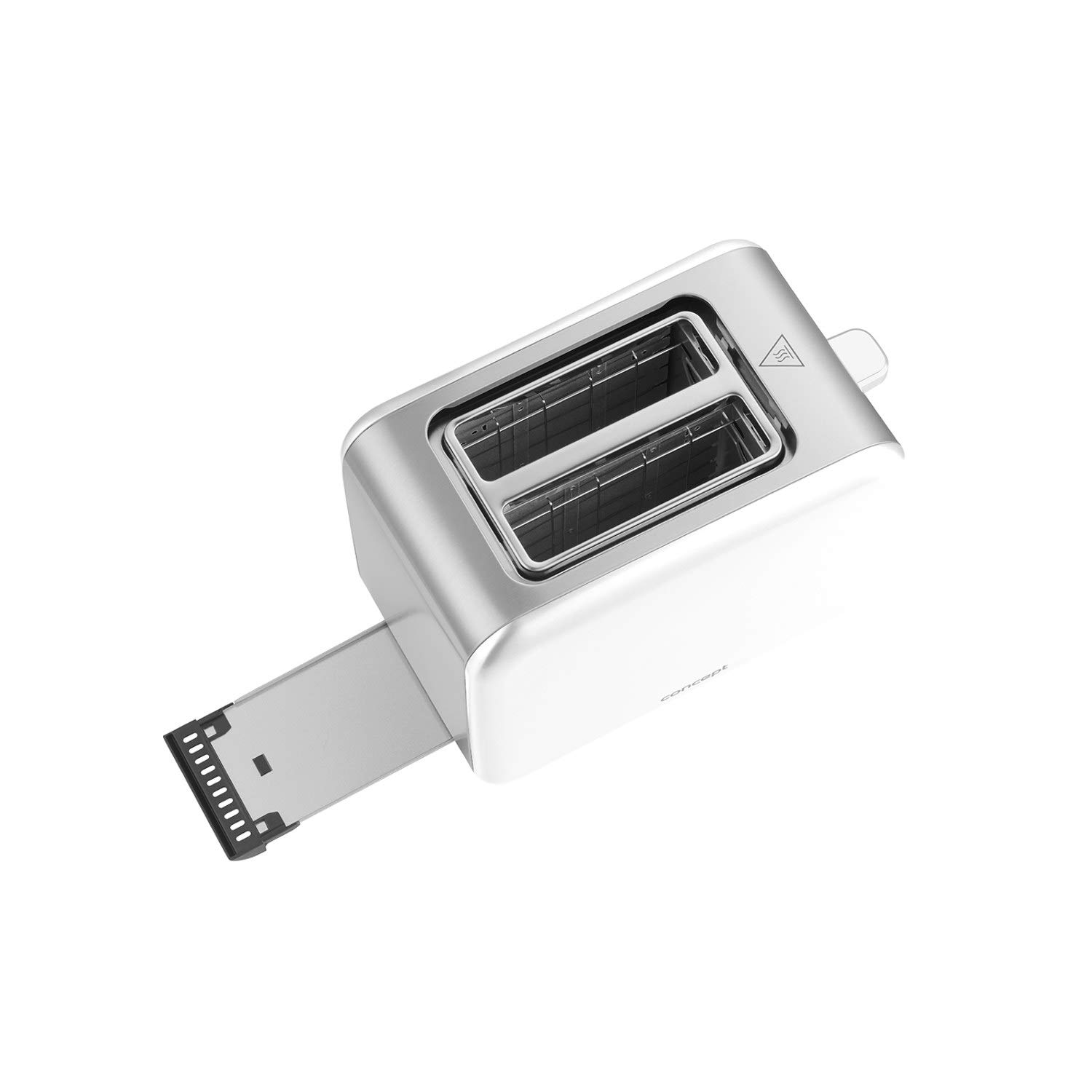 CONCEPT Hausgeräte TE2051 Tostadora de acero inoxidable con ranura ancha de 36 mm, 2 cámaras de tostado, temporizador electrónico, 950 W, mate (blanco)