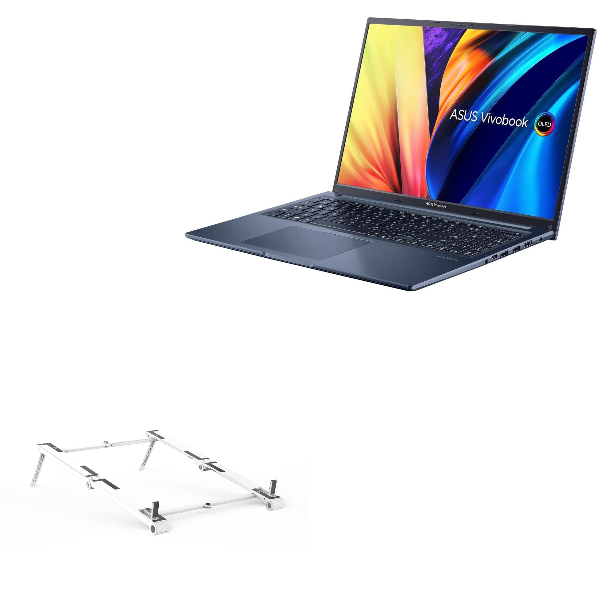 BoxWave Stand and Mount Compatible with ASUS Vivobook 15X OLED (M1603) - Pocket Aluminum Stand 3-in-1, Portable Multi Angle Viewing Riser - Metallic Silver