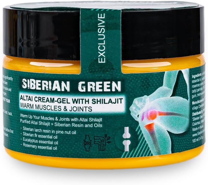 Siberian Green Altai Cream-Gel “Warm Muscles & Joints” with Shilajit Pine Nut Essential Oils Resin and Herbs 100ml