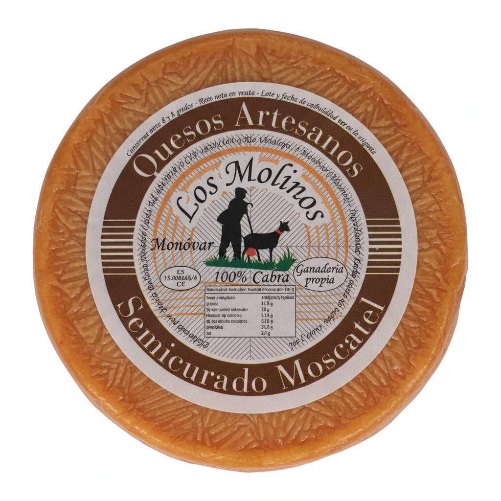 Queso Artesano Semi Curado 100% de Leche de Cabra Entero 500 gr | Queso Gourmet Elaboración Tradicional y Casera con Ganadería Propia | Sabor Único y Natural | Pack Premium Caja de Madera (SIN CAJA)