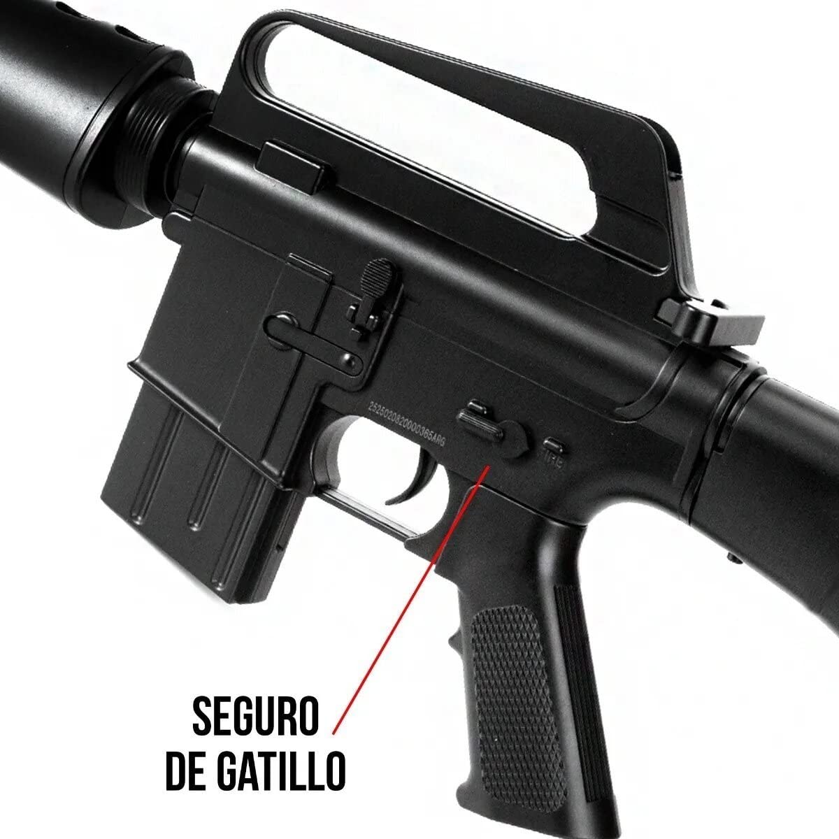 Confezione Fucile Airsoft Modello M308 Spring/Colori: Nero/Materiale: plastica ad Alta Resistenza/Potenza 0,5 Joule/Fornito con Accessori