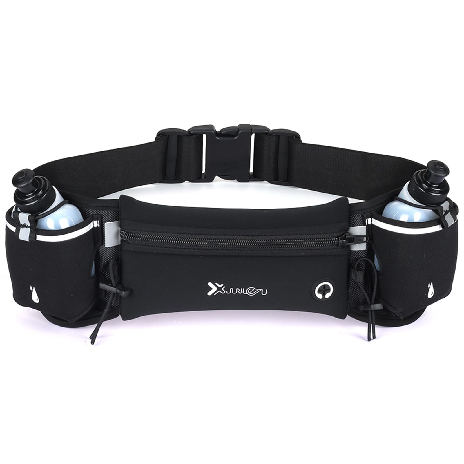 Running Belt with Water Bottles (2 x 175ML), Hydration Belt for Men and Women, Water Bottle Holder Running Pouch Belt, Fanny Pack Fits 7 inches Phones, Waist Pack for Running Hiking Climbing, Black, M-image-35