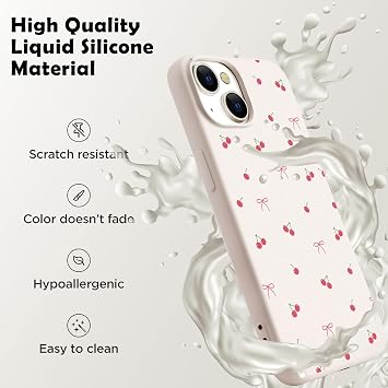 for iPhone 12 Mini Case, Cute Kawaii Cherry Bow White Silicone Phone Case