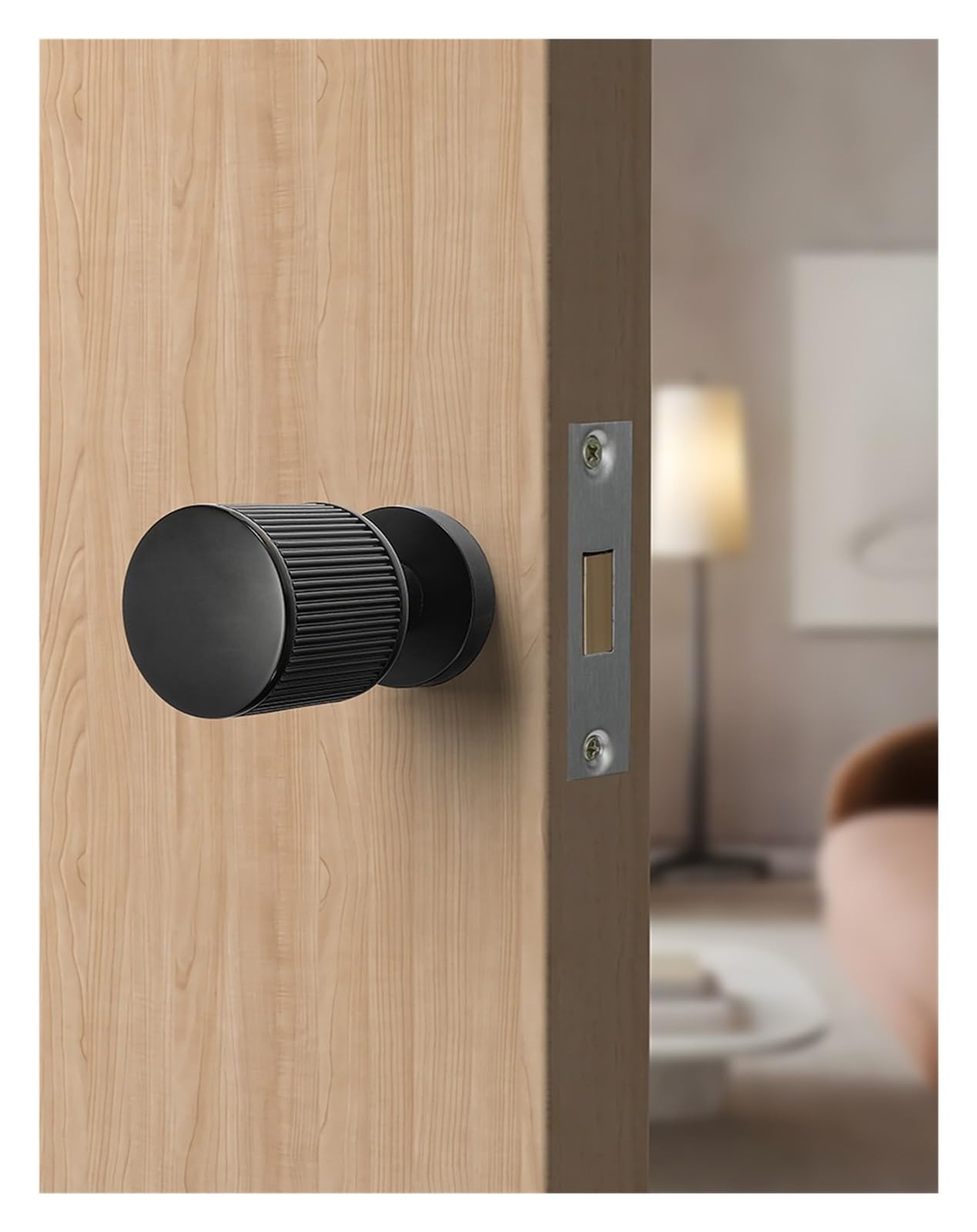 [Special for Invisible Doors] Black Minimalist Door Lock Single-Sided Handle Secret Room Background Wall(Black)