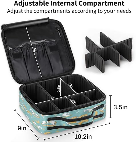 Miniatura 3 de Bolsa de maquillaje de viaje para mujer, grande, cuadrada, portátil, profesional, para tren de coqueta, estuche cosmético con asa, lindo carrusel de