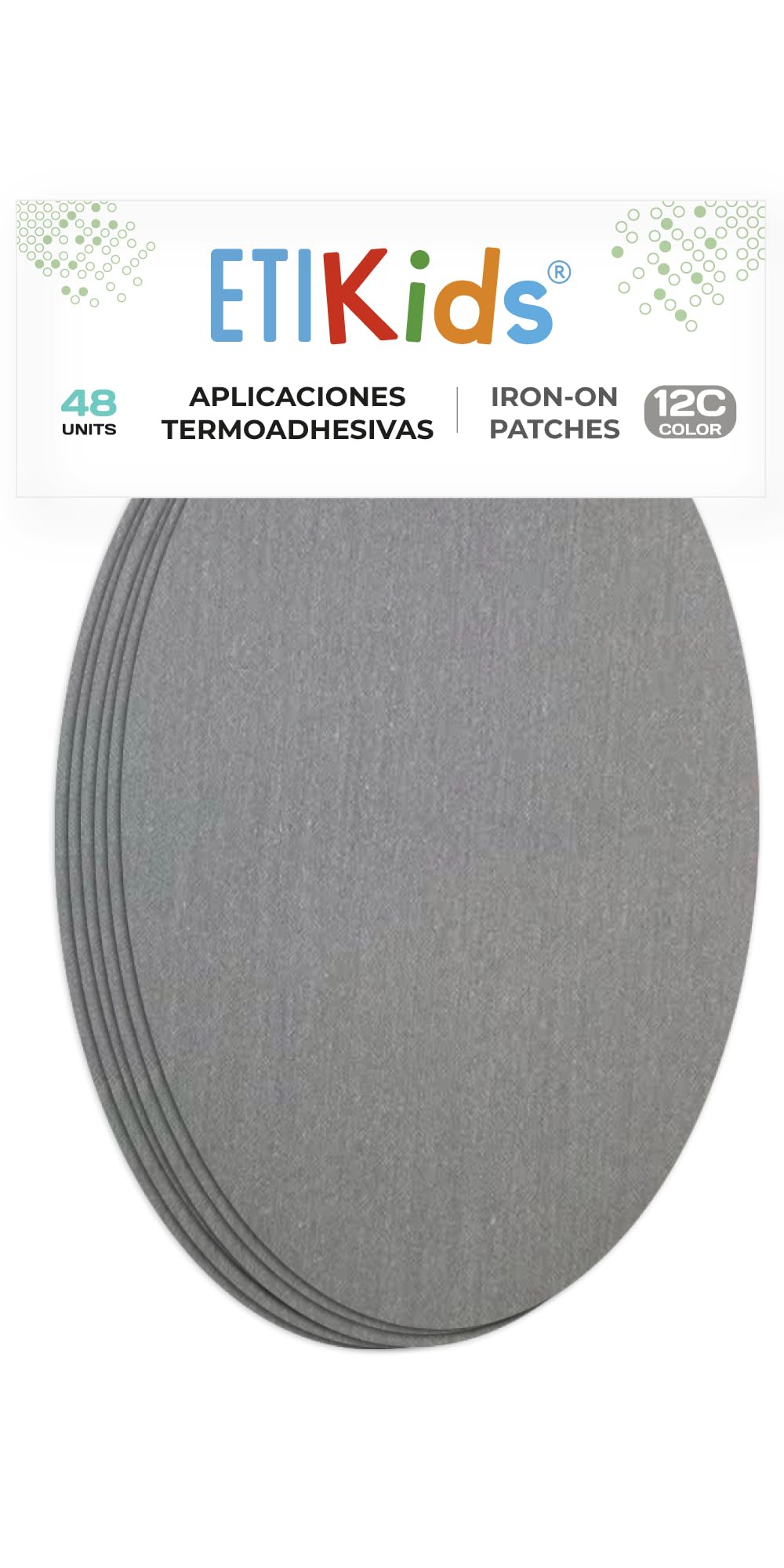 48 Light Grey Iron-On Fabric Repair Patches โ Knee & Elbow Patches for Clothes, Trousers, Jackets, Sweaters & Shirts, 16 x 10 cm