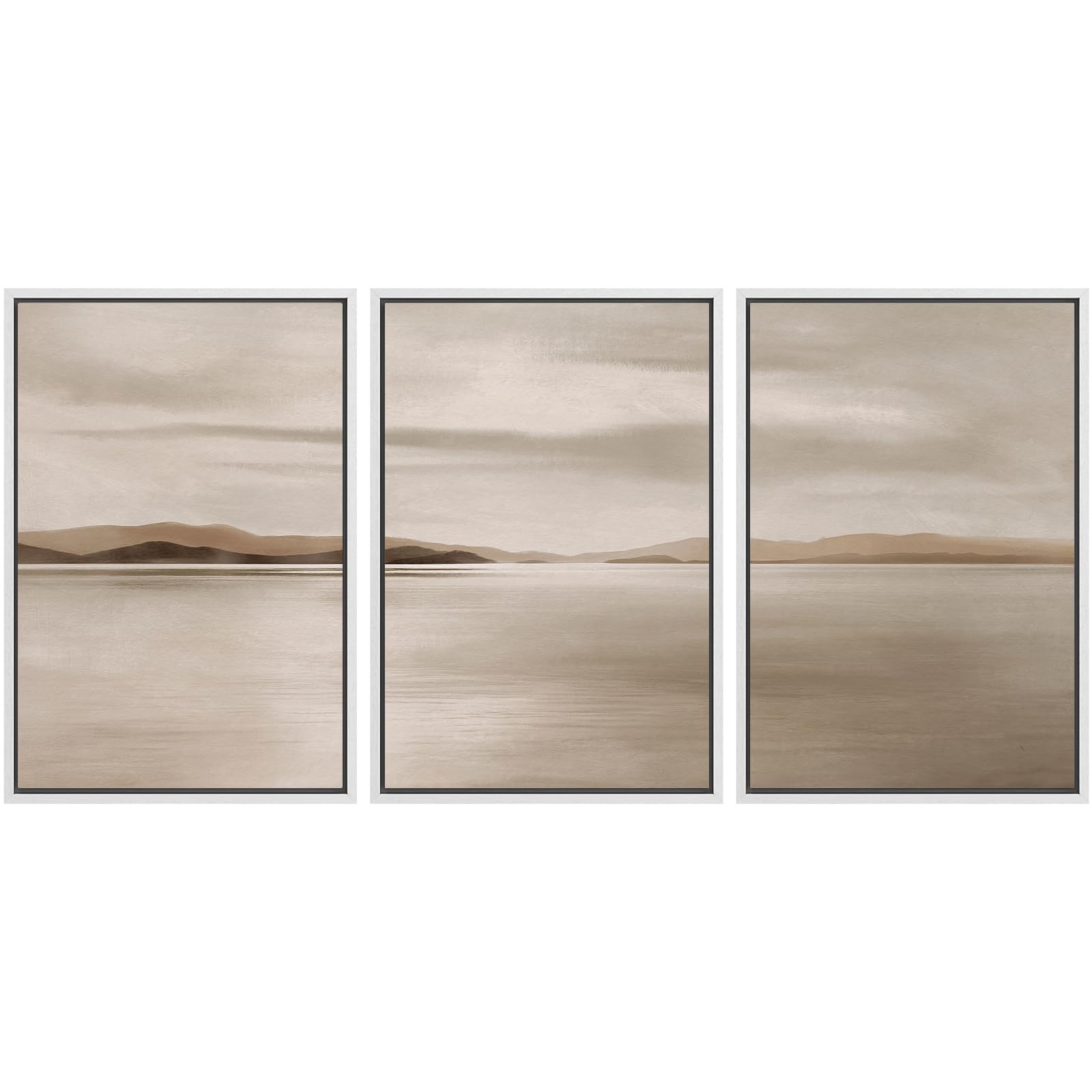 SIGNWIN Framed Canvas Print Wall Art Set Coastal Serenity Abstract Seaside Illustrations Modern Art Decorative Rustic Calm/Zen for Living Room, Bedroom, Office - 24"x36"x3 Natural — view 22