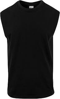 Urban Classics Mens Sleeveless T-Shirt Workout Vest with Round Neckline and Rolled Hems