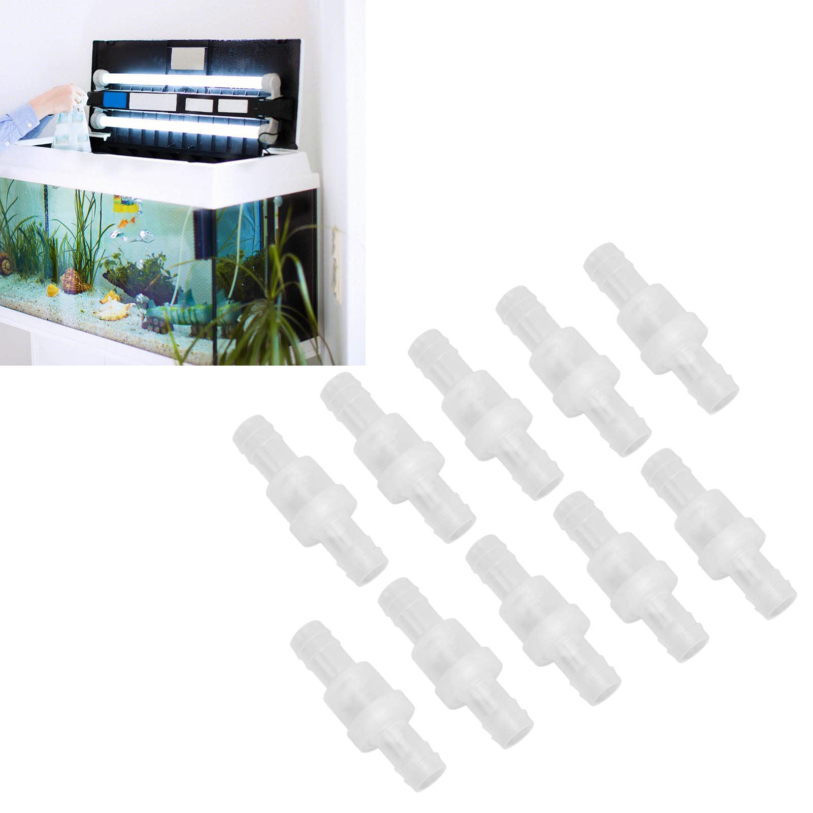 10 Pièces Clapet Anti-Retour Unidirectionnel Translucide En PP - Valve Anti-Flux Avec Ressort Pour Tuyau, Idéal Pour Aquarium, Industrie Chimique Et Médicale