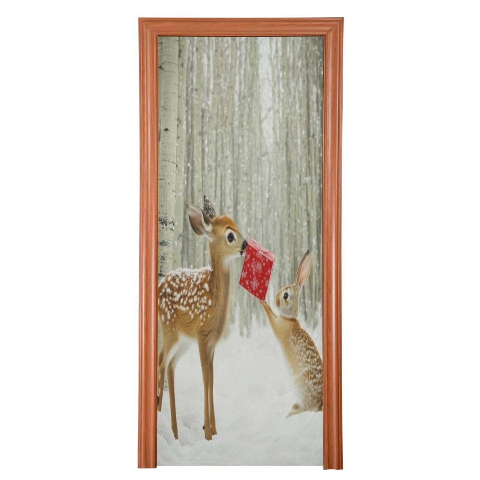 J JOYSAY Christmas Reindeer Bunny Door Decorations Door Cover Door Christmas Decorations Xmas Decorations Door Decor for Party Décor,36x98 in