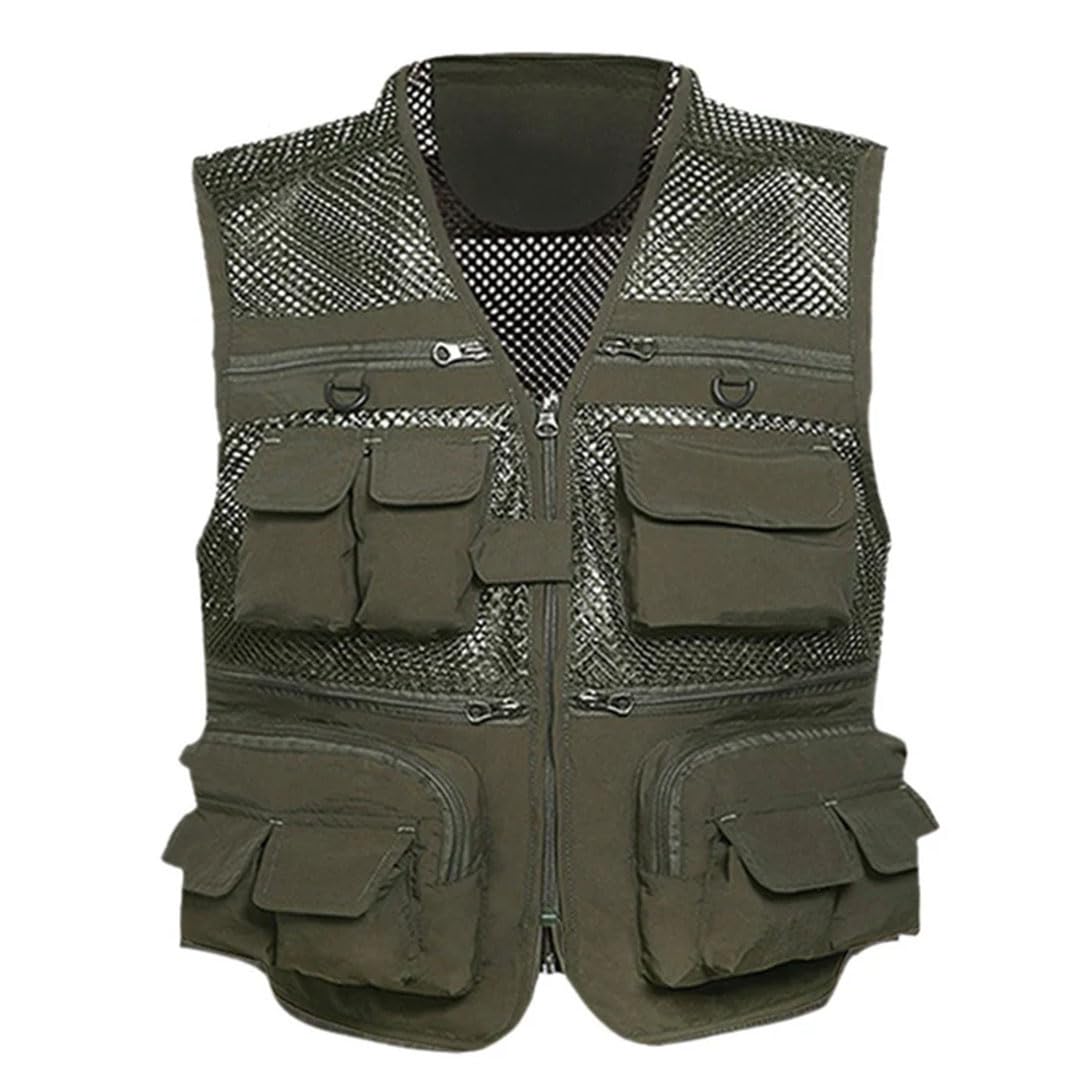 Gilet da pesca da uomo kaki multi tasca gilet da uomo Hunter Fisherman Clothig Giacca senza maniche multiuso