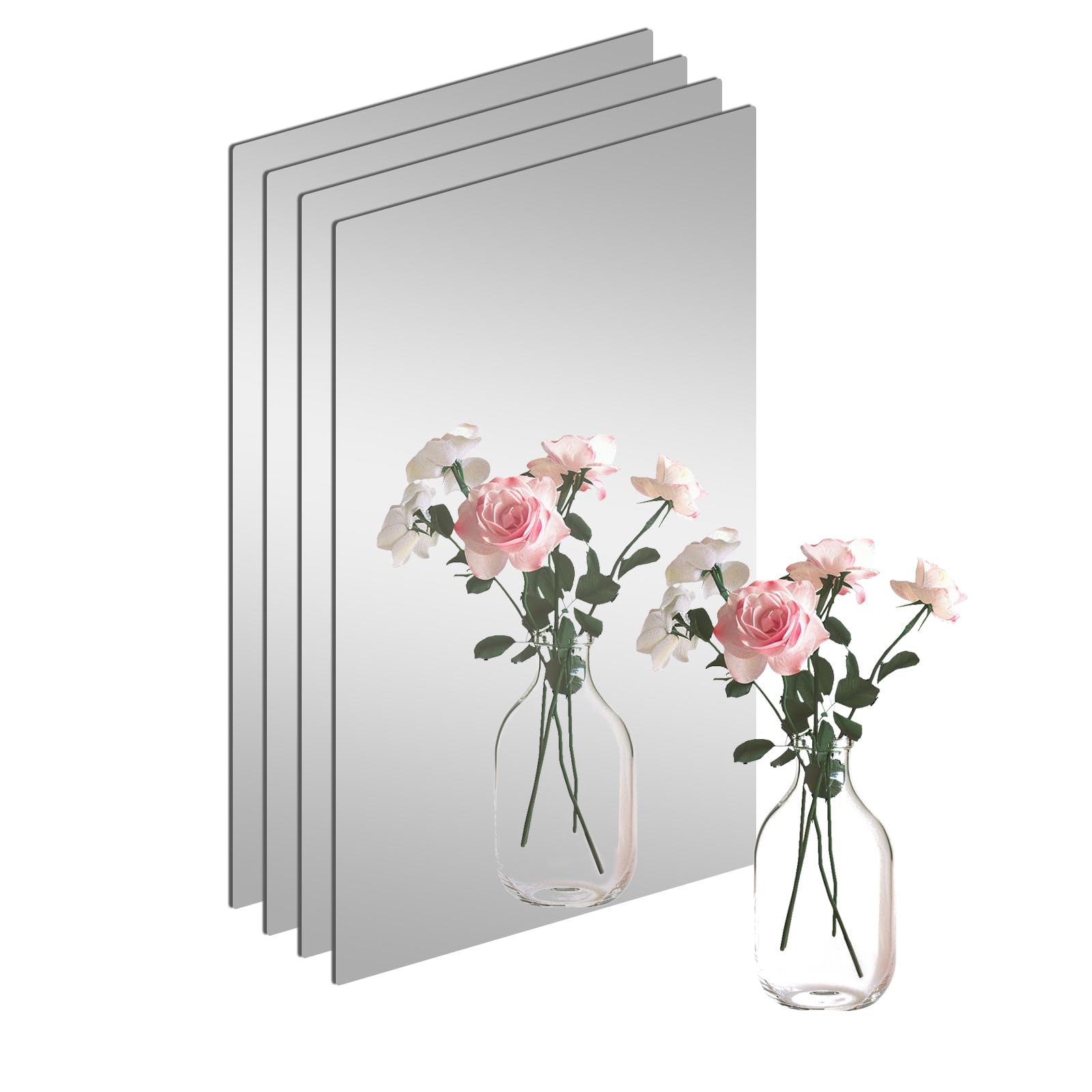 Abyssaly Spiegelfolie Selbstklebend für Badezimmer, Spiegelfliesen zum Kleben Klein, Kinderklebespiegel Acryl 2mm Dicke für Tür Wand Schrank 4 Stück