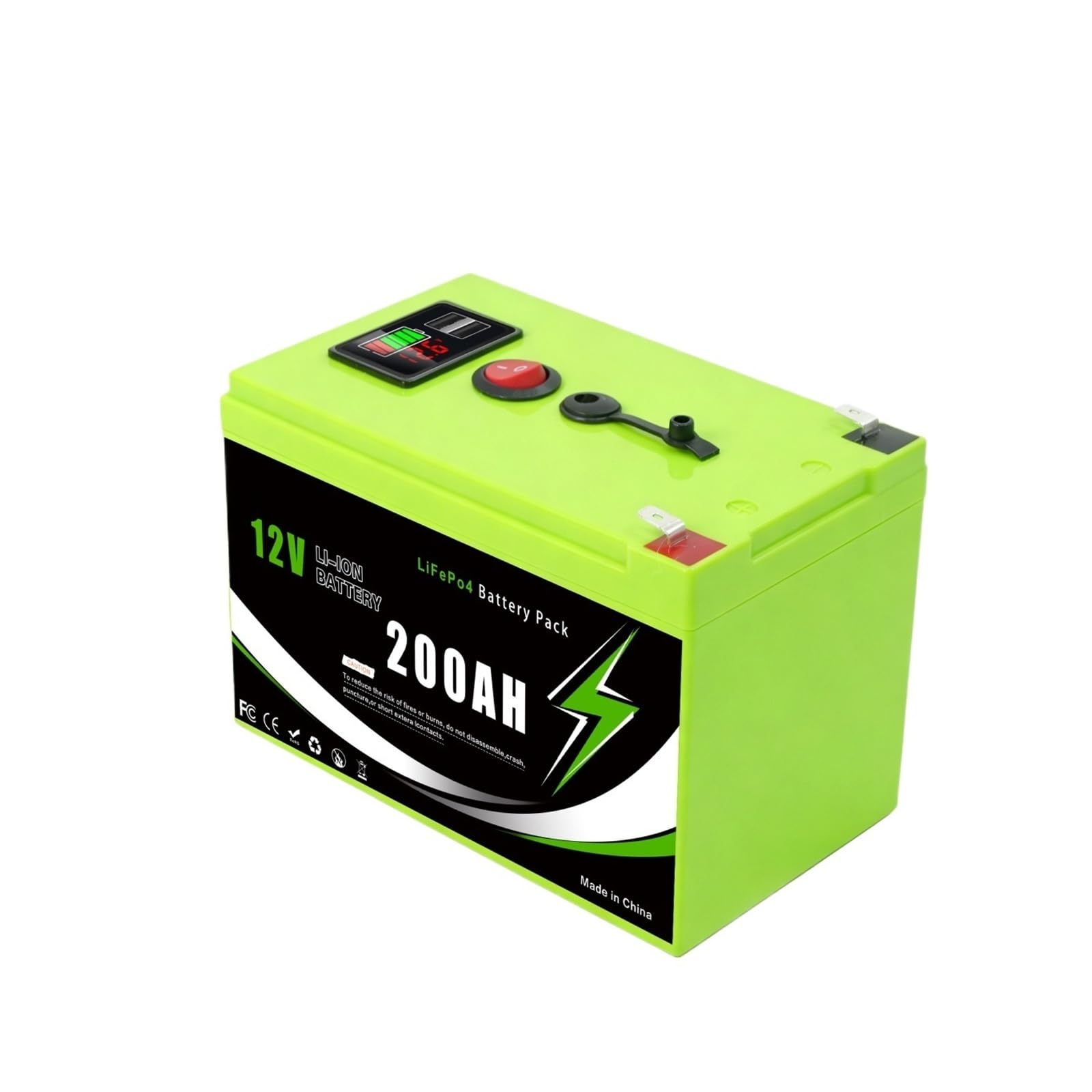 Batteria al litio Batteria al litio ferro fosfato da 12 V 200 Ah con BMS avanzato, perfetta for l'accumulo solareRV, barcaBatteria solare(200A Portable Pow-Ch)