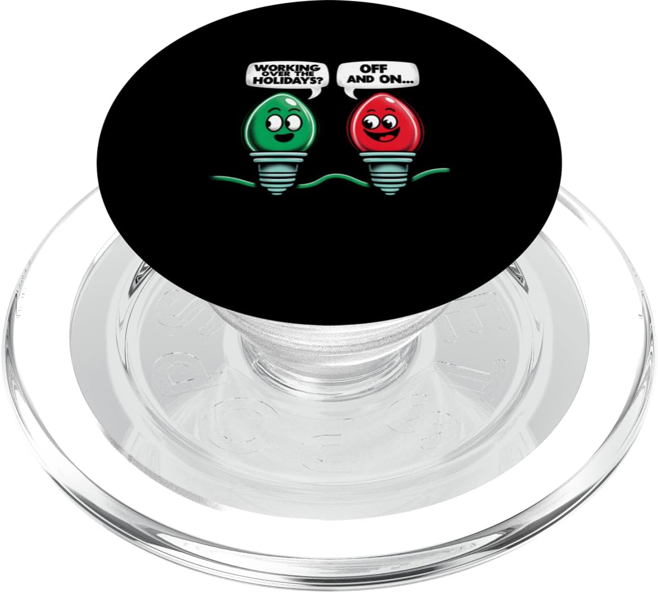 Funny Christmas Lights Joke Light Bulb Working Off On Pun PopSockets PopGrip for MagSafe