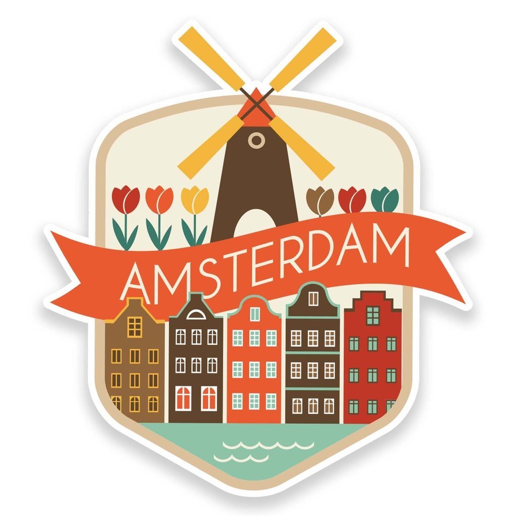 Destinationvinyl Multicolor 2 X 10Cm/100Mm Amsterdam Netherlands Vinyl Sticker Decal Laptop Travel Luggage Car Bike Sign Fun #9188
