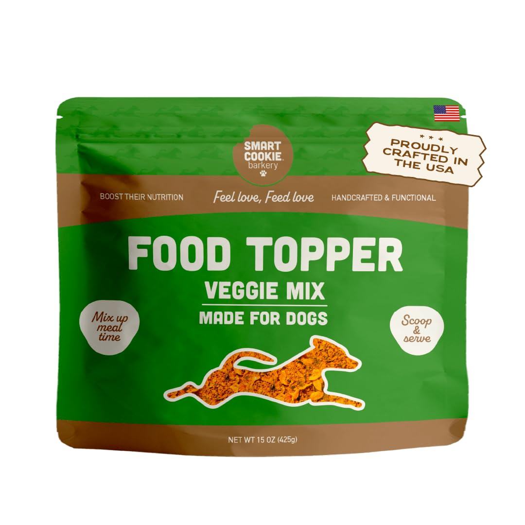 Smart Cookie Natural Dog Food Topper - Veggie - Dog Meal Mixer for All Ages - Vegan Food Topper for Picky Eaters and Boosting Nutrition - Non GMO, Made in The USA - 15 oz Bag (30 Day Supply)