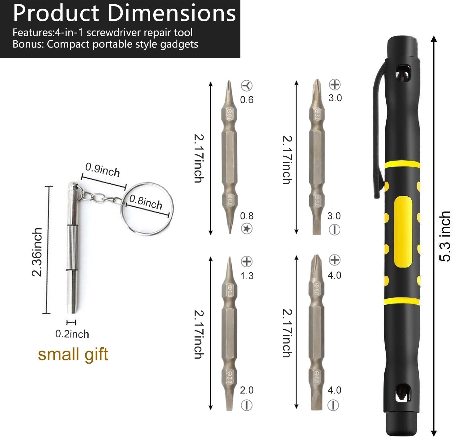 4 Pieces mini screwdriver set Portable Multi-Purpose Screwdriver tiny screwdriver Home Repair