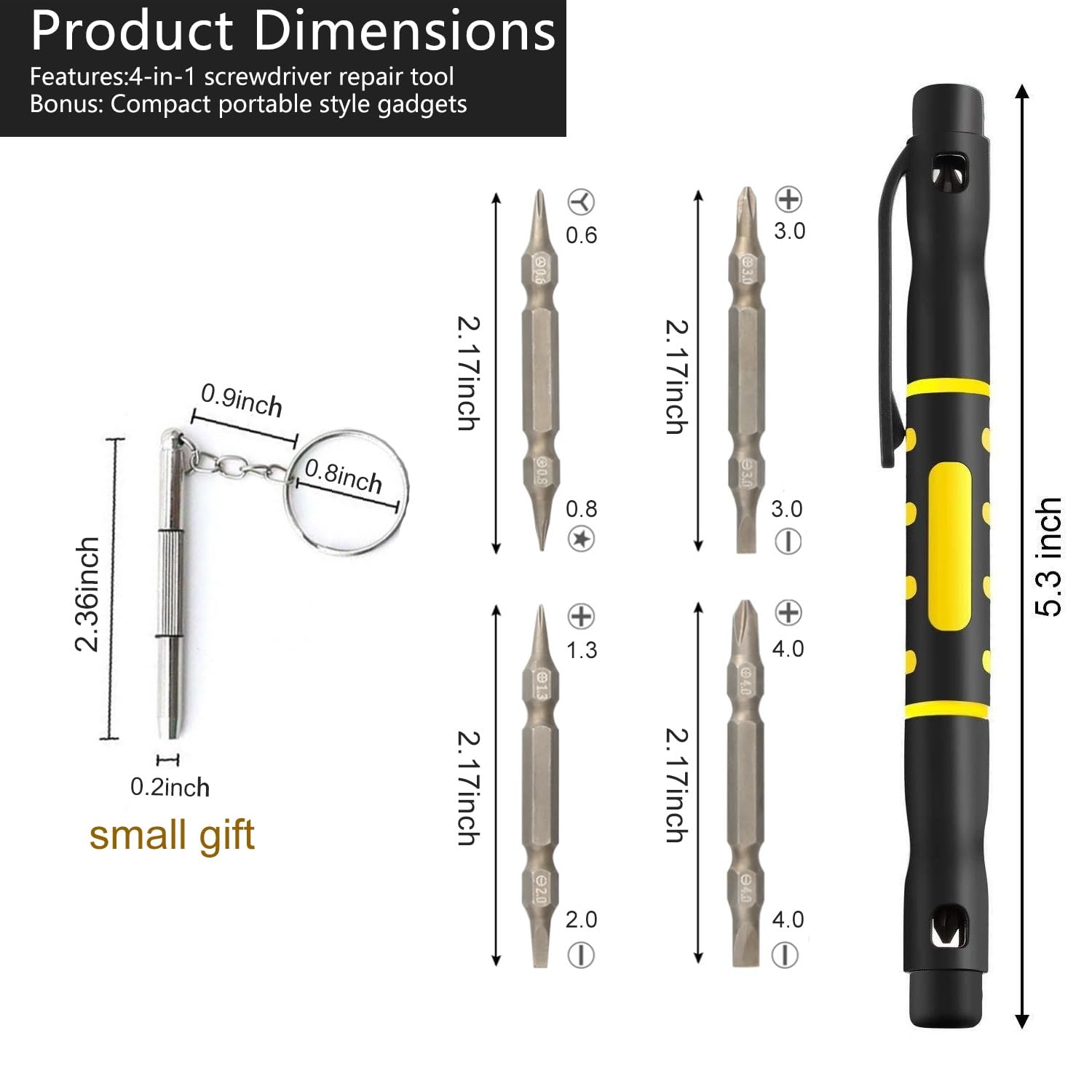 Uamtuce 4 Pieces mini screwdriver set Portable Multi-Purpose Screwdriver tiny screwdriver Home Repair