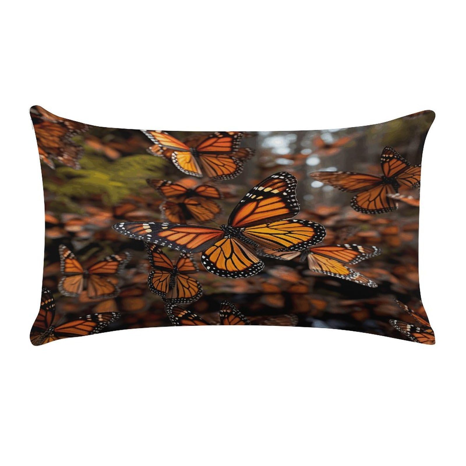 VstaDank Monarch Butterflies Throw Pillow Cover Rectangular Lumbar Throw Pillow Case Soft Farmhouse Accent Decorative Cushion Cases Short Plush Pillowcase with Zipper 12 X 20 Inch
