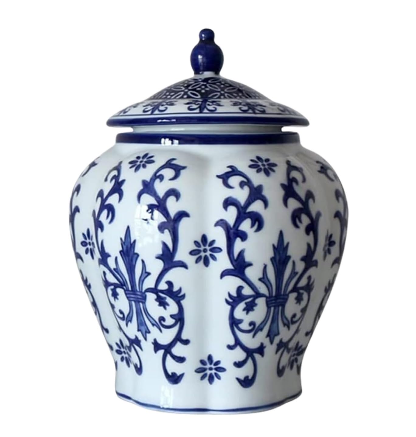 GFJHdfhE Chinese Style Decorative Jar Blue And White Ceramic Vase Ginger Jar With Lid Porcelain Jars Temple With Lids Flower Display(19 * 24cm)