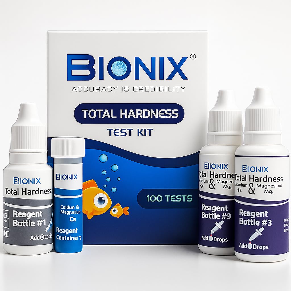 BIONIX Total Hardness Test Kit, 0-3000 mg/L | Total Hardness testing water quality for homes, pools, and aquariums (100 Test).