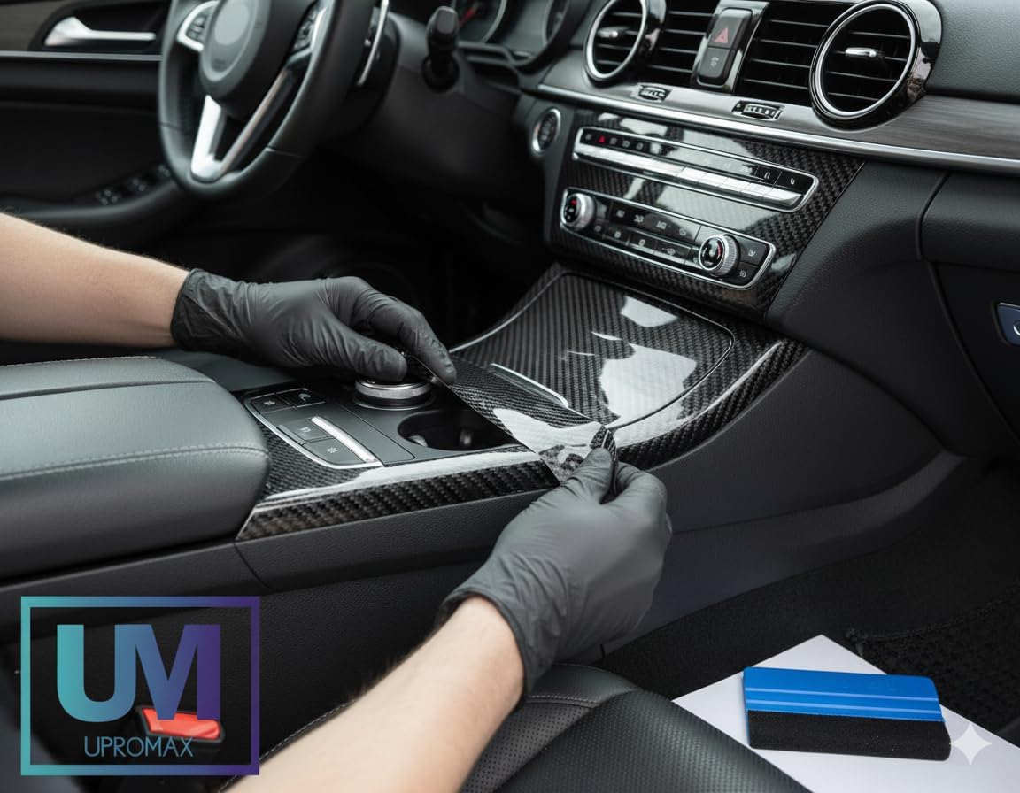 Black Vinyl Wrap Carbon Fiber Upromax Wrap 2080 1080 Kit for Black Carbon Fiber Out Chrome Delete Window Trim Door Trim Free Tool Kit 4 Inches x 5 FT