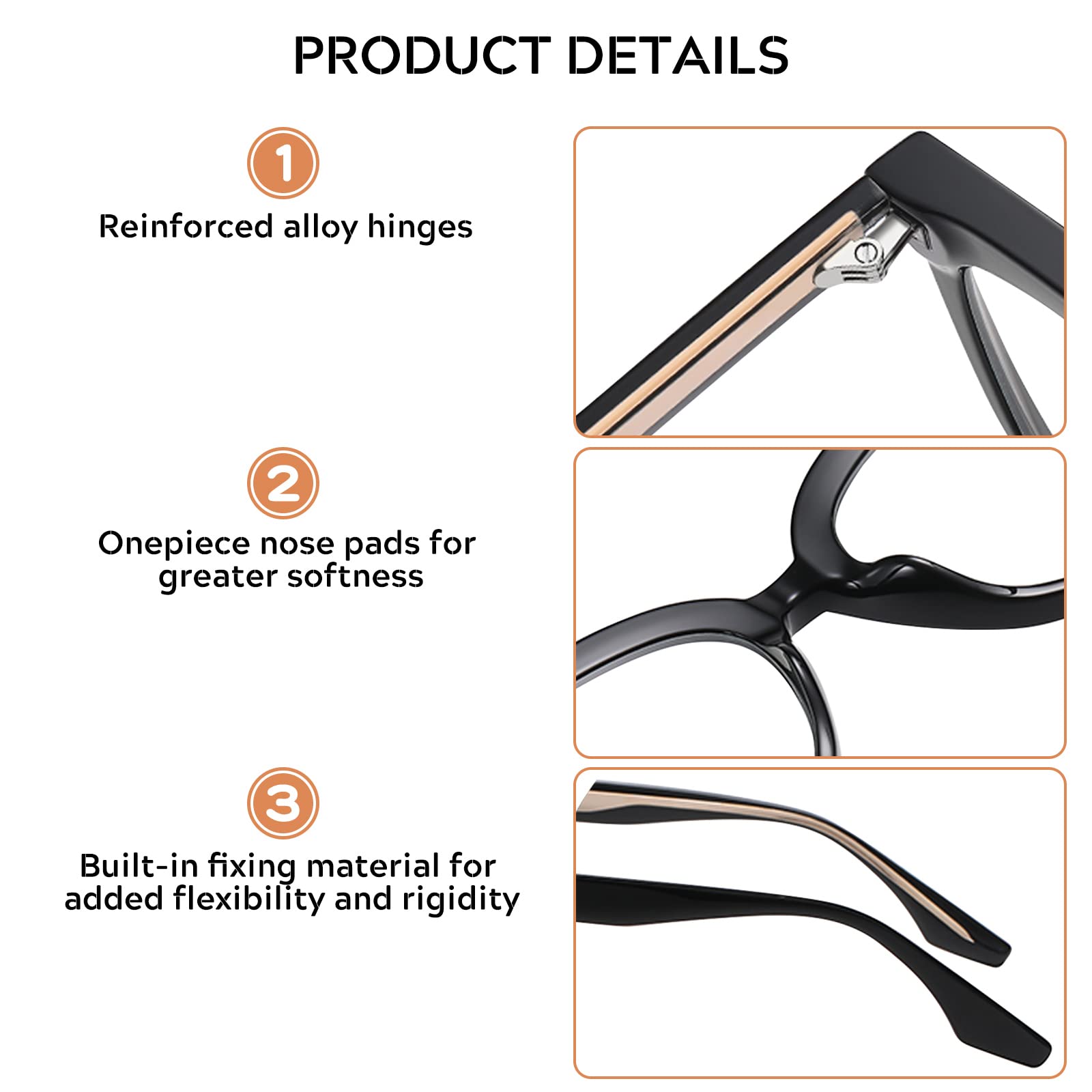 Dollger Retro Blue Light Blocking Glasses for Men Women TR90 Clear Lens Lightweight Computer Glasses Reading Glasses - Image 2