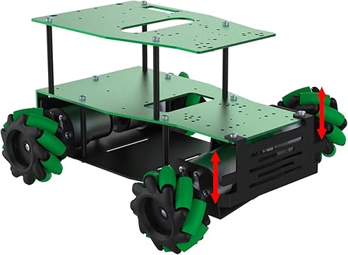 Yahboom Chasis de coche robótico con rueda de Mecanum de 2.559 in Chasis de aleación de aluminio para Raspberry Pi Arduino Kit de bricolaje Smart