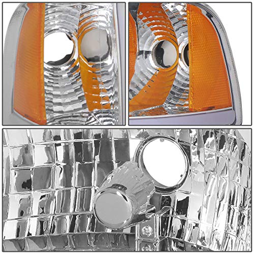 Image of DNA MOTORING HL-LB2-DR944-CH-AM Chrome /Amber LED DRL Headlight Compatible with 94-01 Dodge Ram 1500 Compatible with 94-02 Dodge Ram 2500 3500