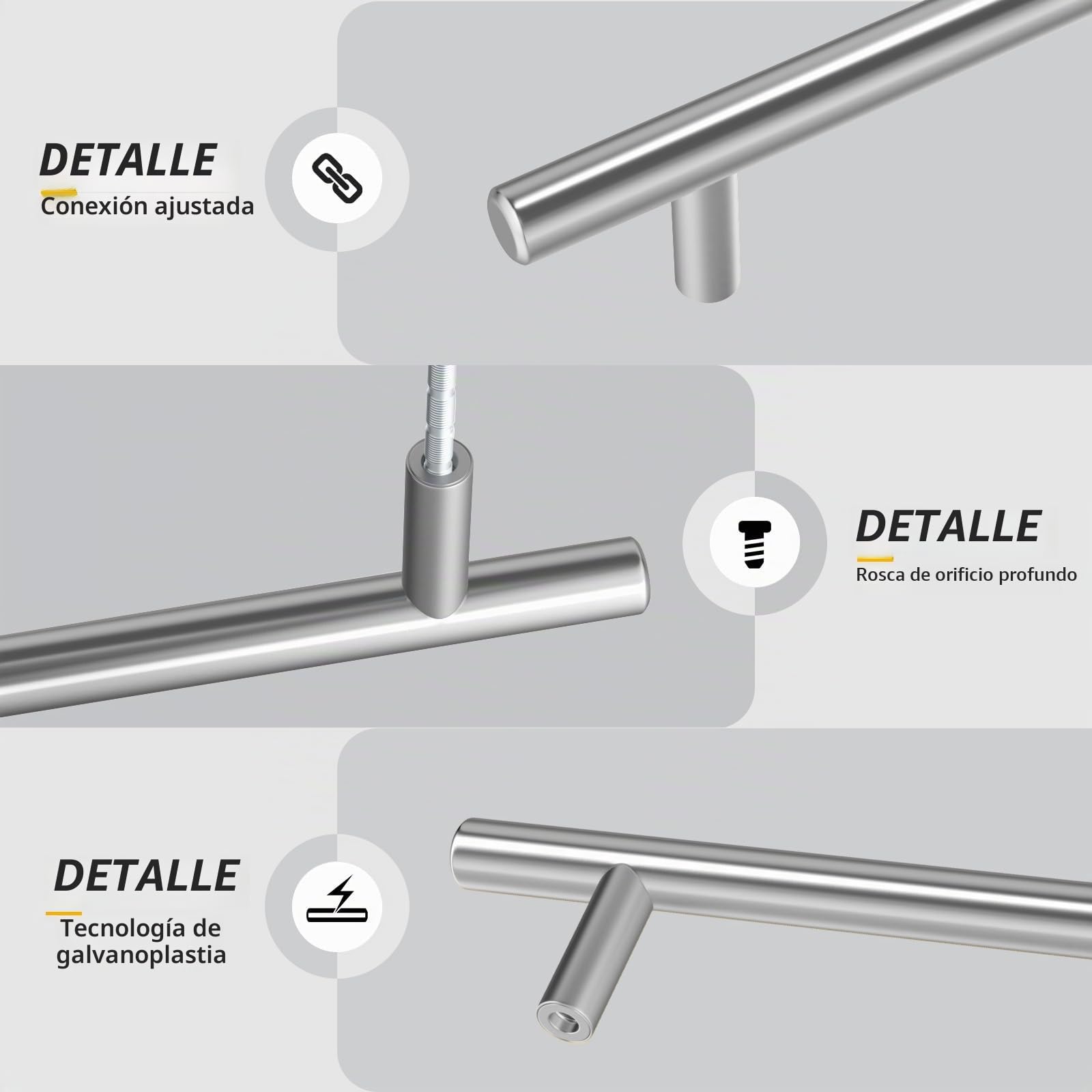 Goldenwarm 10 Piezas Tiradores Armarios 128mm Tiradores Cocina Acero Inoxidable Plata, Manillas de Mueble y Cajón