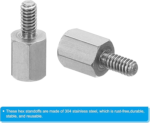 Miniatura 4 de PATIKIL M2x5mm+0.157 in Macho-Hembra Hex Standoff, paquete de 25 tornillos de separación de PCB de acero inoxidable para placas base, cajas de