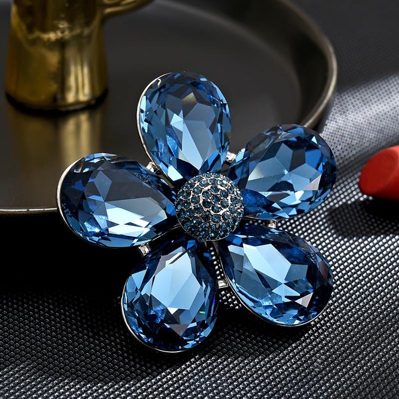 Image of Flower Brooch Pin - Rhinestone Flower Pin 18k Gold Plated - Thanksgiving Day, Birthday, Wedding Gifts for Mom, Wife