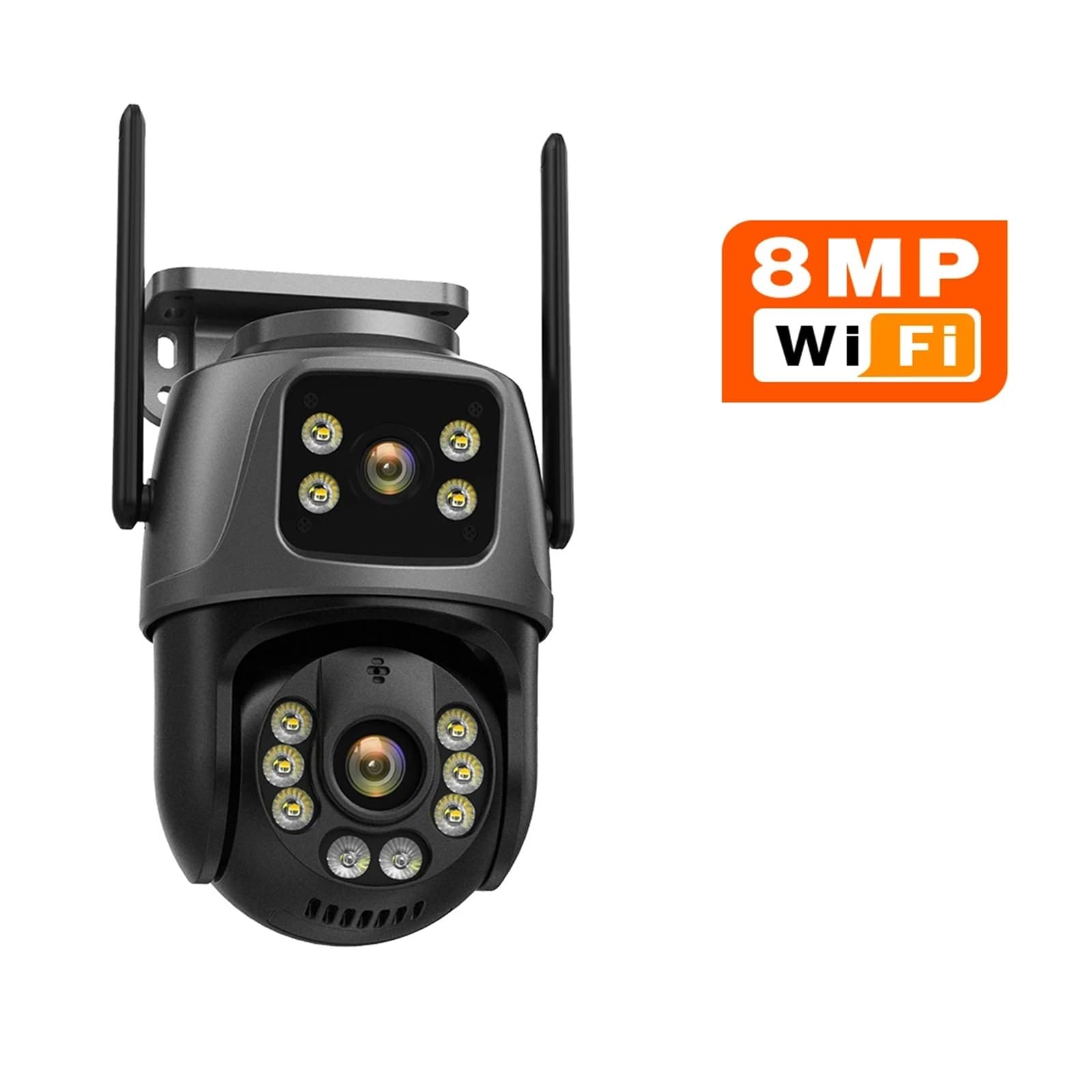 Telecamera Wifi Esterno, Telecamera Wi-Fi a 360° con doppio obiettivo IP66 Protezione di sicurezza 8MP 4K Wireless Outdoor Rilevamento umano Videosorveglianza PTZ ,Sicurezza, Antifurto(4K 8MP NO Card)
