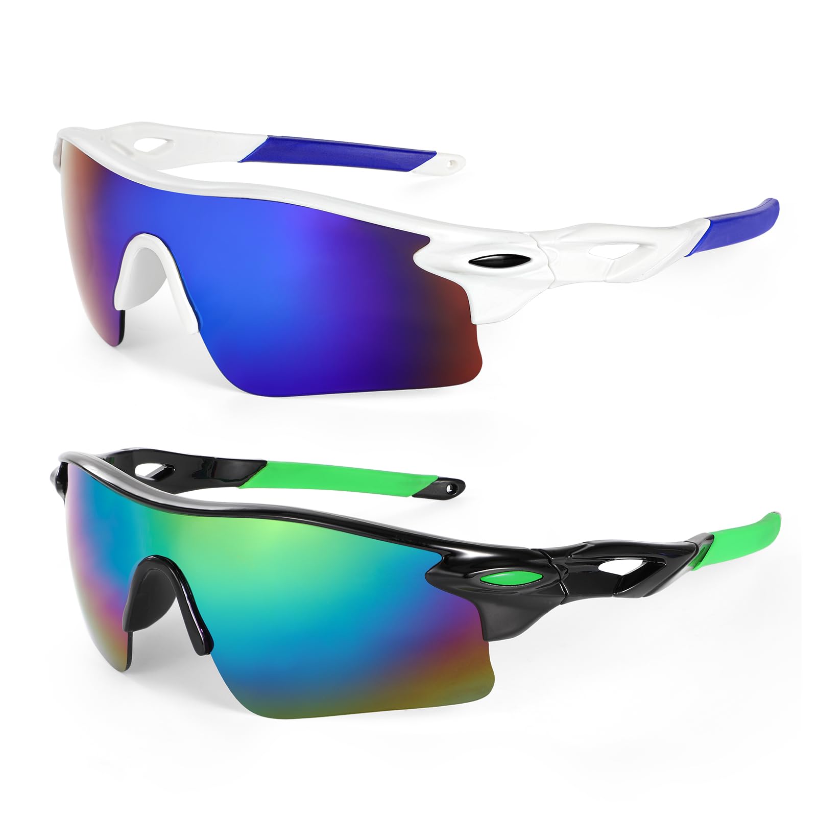 Hifot 2 sztuki okularów przeciwsłonecznych dla dzieci, młodzieży, okulary rowerowe, dla nastolatków, okulary sportowe, szybkie okulary UV400, ultrafioletowe promienie słoneczne, do jazdy na rowerze,