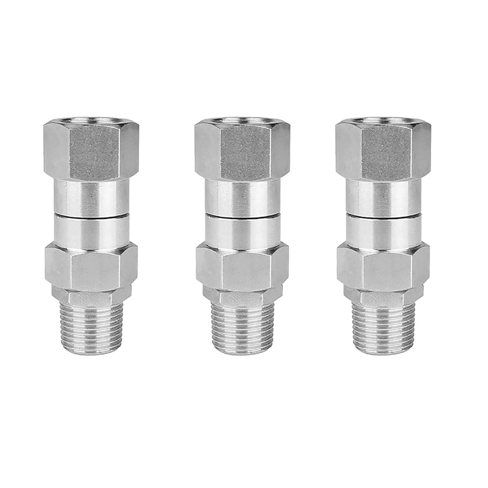 Jnchdghwa Men's Silver 3X Pressure Washer Swivel, 3/8 Inch Npt Thread Fitting, 4500 Psi, For Pressure Washer (Stainless Steel)