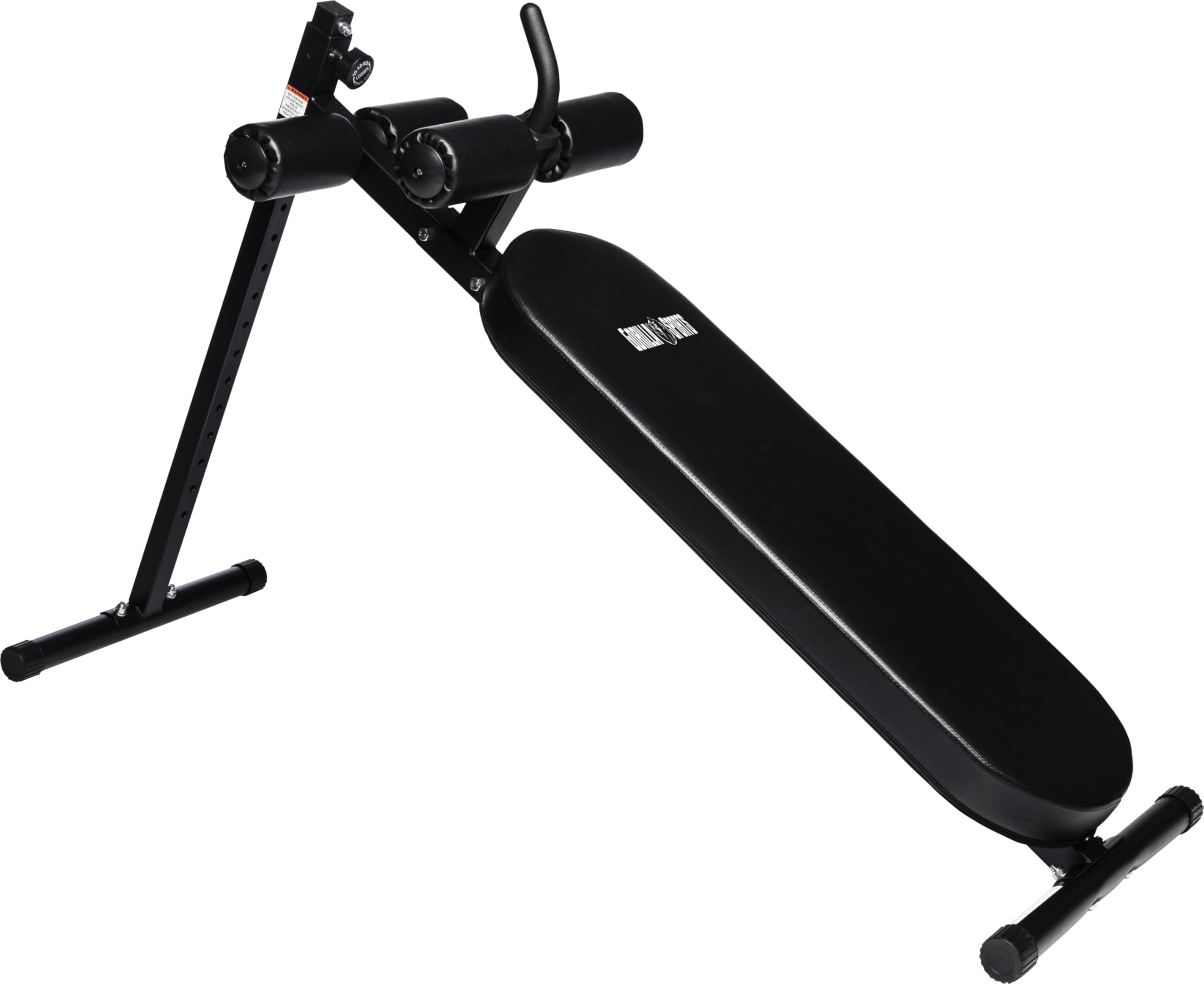 GORILLA SPORTS® Sit Up Bank 18-fach verstellbar, bis 200 kg, Stahl, Schwarz | Mit gepolsterter Bein- und Kniestütze, 4,75–100° Winkel und rutschfesten Füßen; Bauchtrainer, Rückentrainer, Fitnessbank