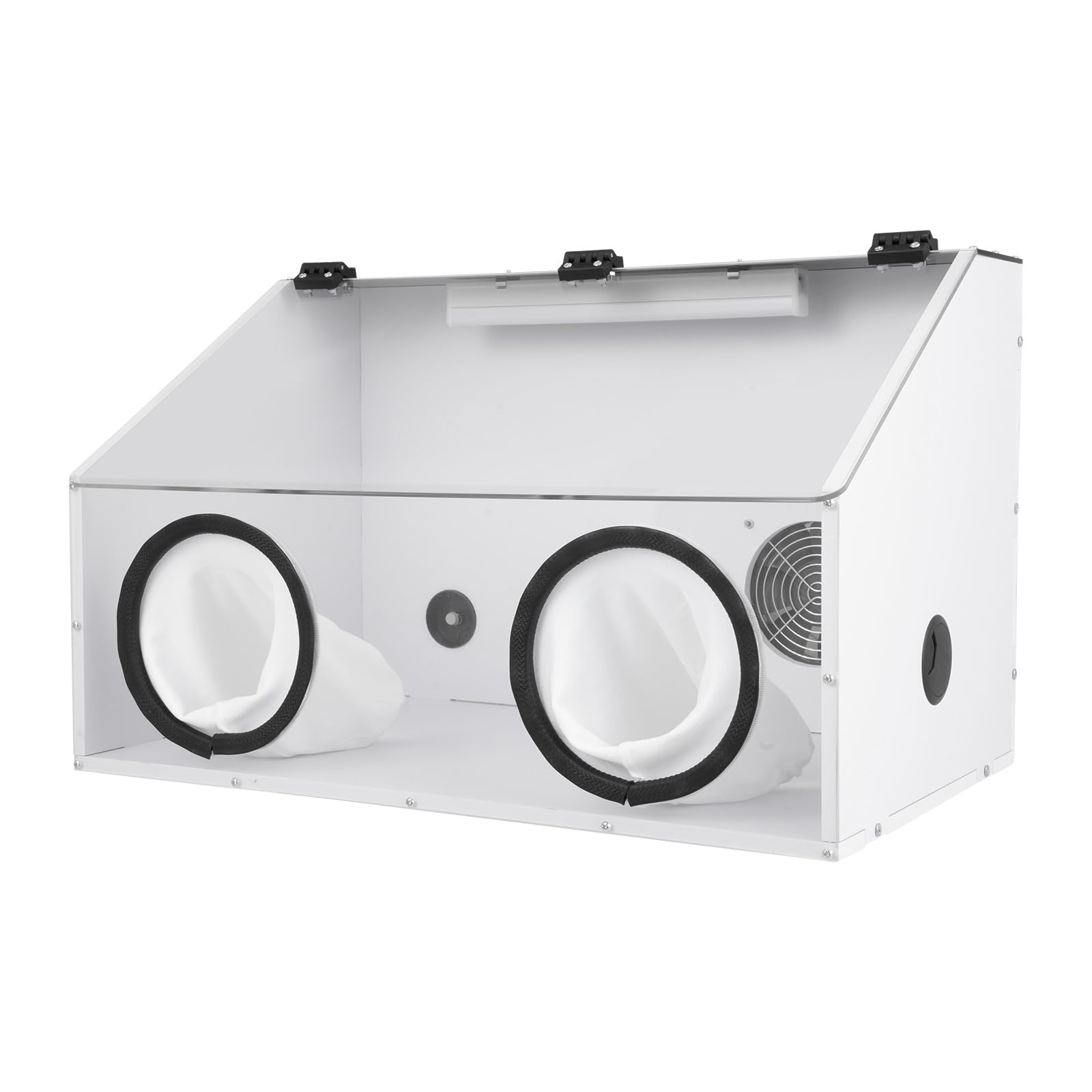 YHISUAILO2-Hole Table Polisher Dust Box, Fully Enclosed Electric Grinding Table Polisher Dust Box with LED light, Portable Enclosed Grinding Dust Box with Fan Toolbox for Carving, Cutting, Drilling, Polishing