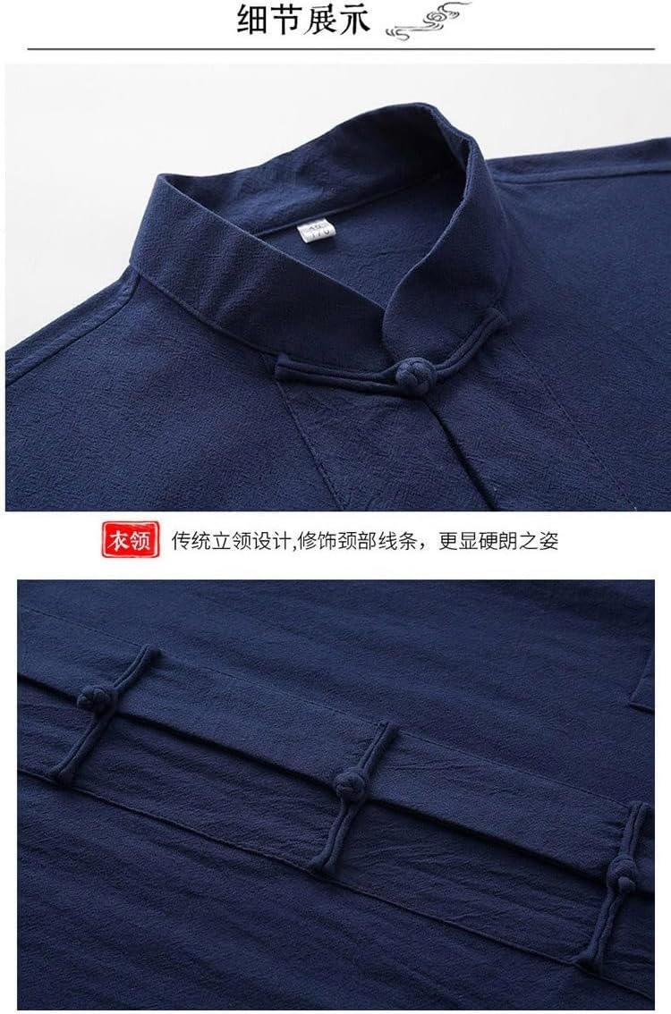 Elderly Men's Cotton Linen Tang Suit 3-Piece Spring Autumn Set