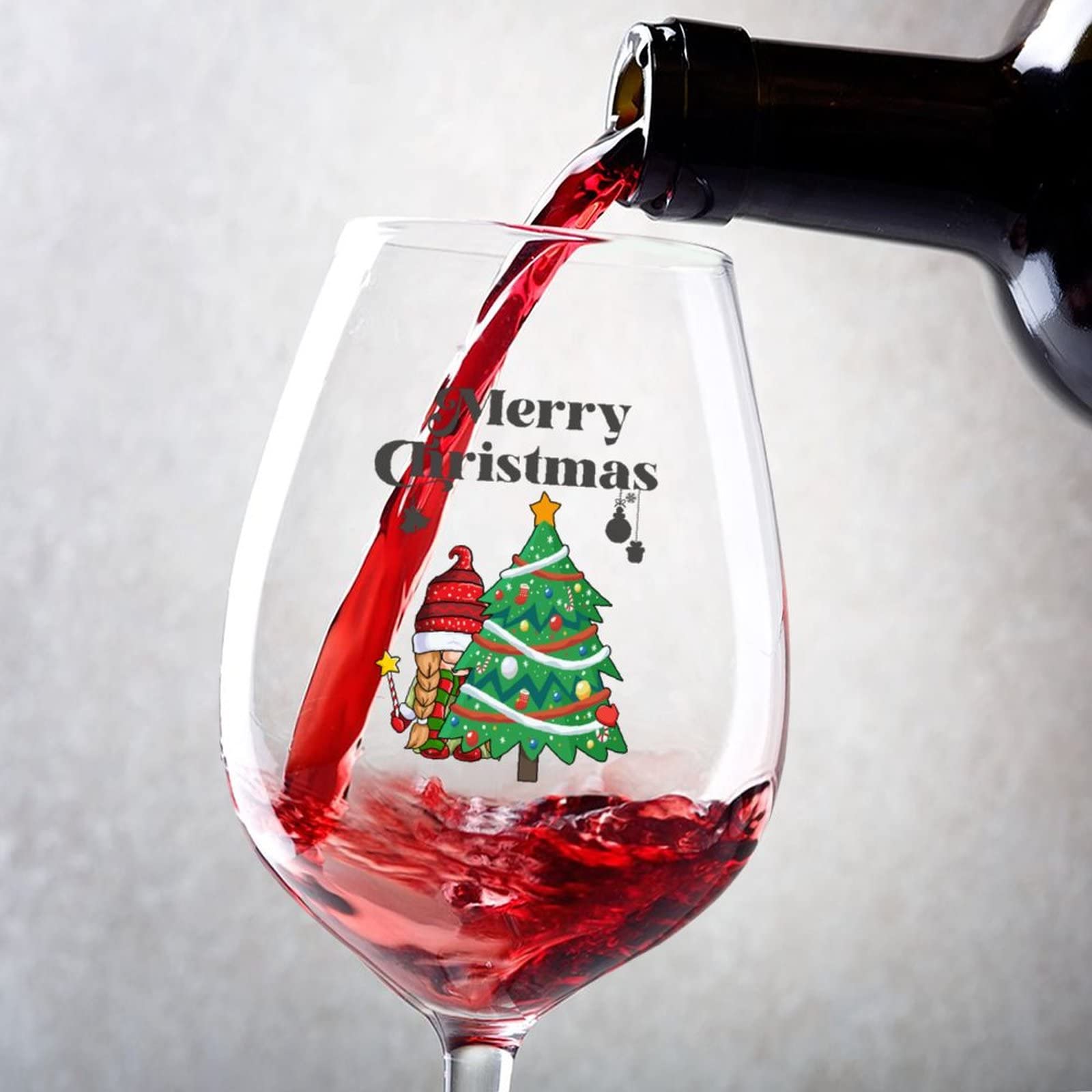 Juego de 2 copas de vino tinto con texto en inglés "Merry Christmas" enanos", 17 onzas, para degustación profesional de vinos tintos y blancos