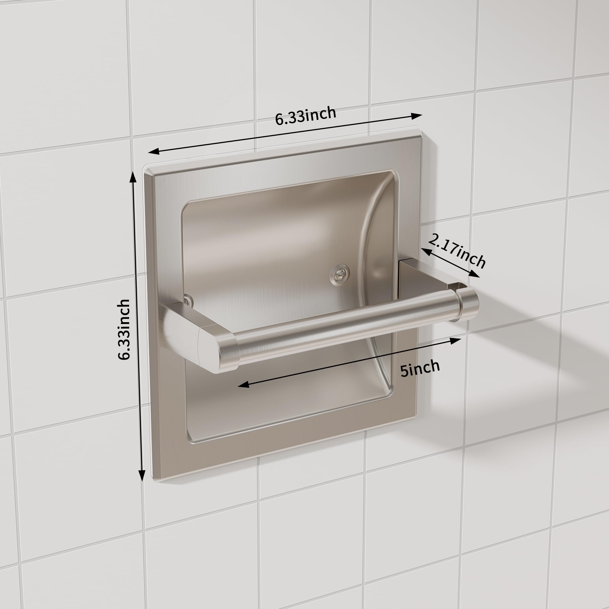 Recessed Toilet Paper Holder Wall Mount Brushed Nickel — Amazon image 7