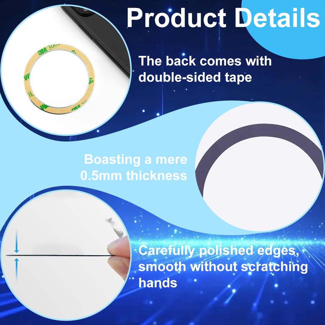 4 Pezzi Adesivo Universale Ad Anello in Metallo per Magnete Ad Anello, Compatibile con Caricatore Senza Fili Magnetico, Non Magnetici