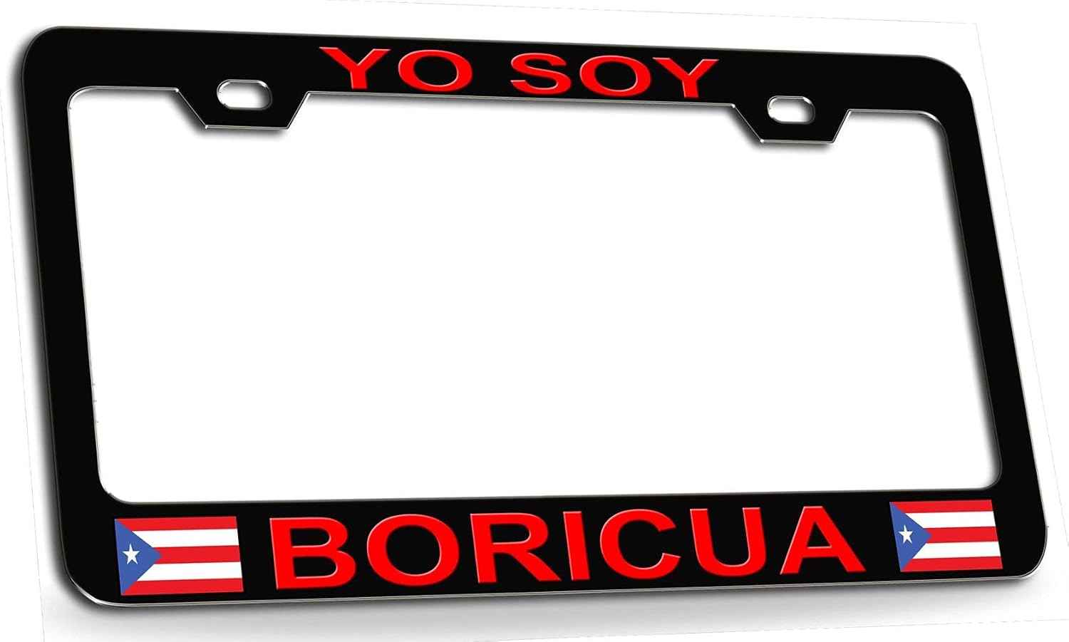 YO Soy Boricua Puerto Rican Steel Metal License Plate Frame Black Rd, W84