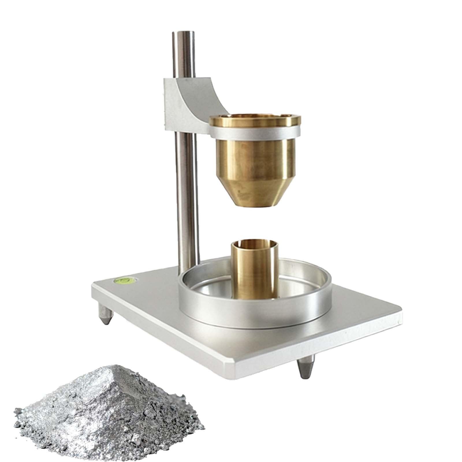 Pulver Fließfähigkeitsprüfer, 2-in-1-Durchflussmesser für Metallpulver mit Messing-/Edelstahltrichtern (2,5 mm und 5 mm), Komplettset für Forschungslabore und Hochschulen(Brass,2.5+5.0mm)