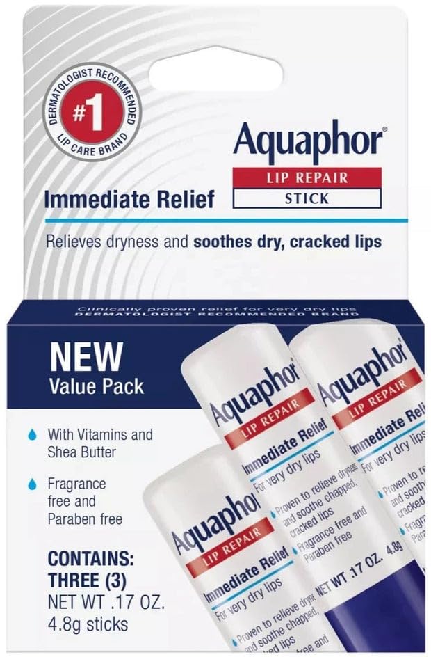 Aquaphor Lip Repair Stick 3 Pack (0.51oz) — Fragrance-Free Lip Balm for Very Dry, Chapped & Cracked Lips, Long-Lasting Moi... - Review, Price and Buying Guide