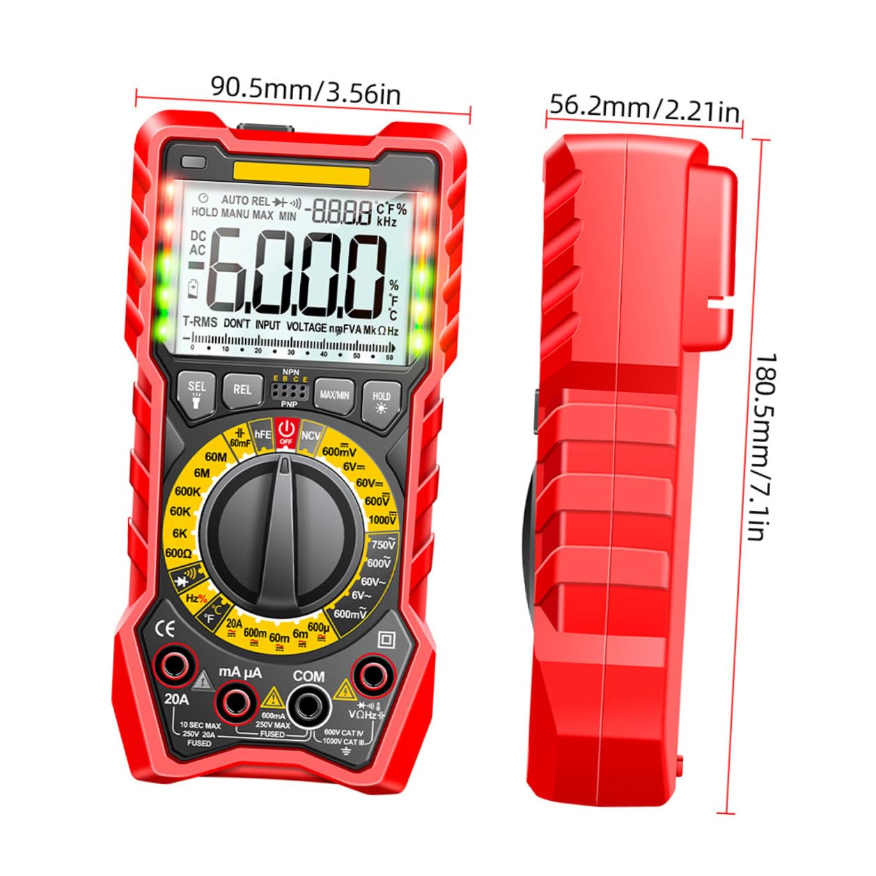 Veemoon High-Precision Digital Multimeter with Backlight LCD Auto Shutdown Non-Contact Voltage Tester for Household Measures AC DC Voltage Resistance Diode Capacitance Frequency