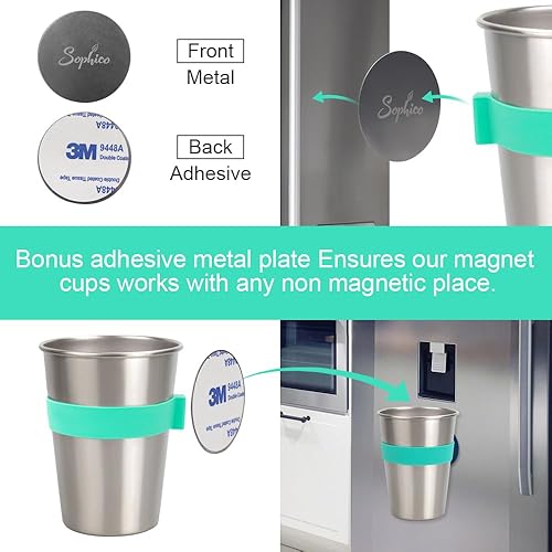 Miniatura 2 de SOPHICO Vasos colgantes magnéticos para niños pequeños y adultos, taza colgante en el refrigerador o enfriadores de agua, para bebedores